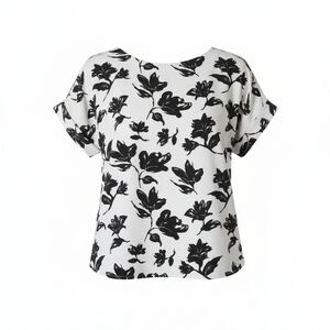 MELLODAY Monochrome Floral Blouse